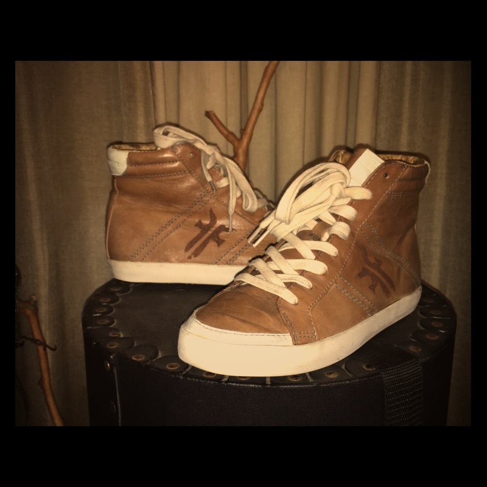Frye Distressed Hightop Leather Sneakers
